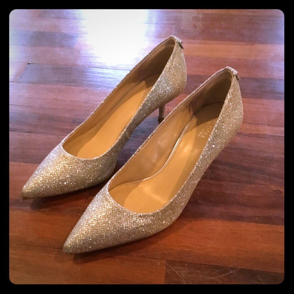 Michael Kors silver sparkle heels